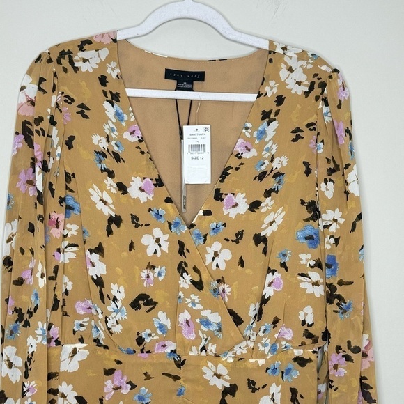 NWT Sanctuary Dreamer Georgette Floral Print  V-Neck Mini Dress - Picture 3 of 7